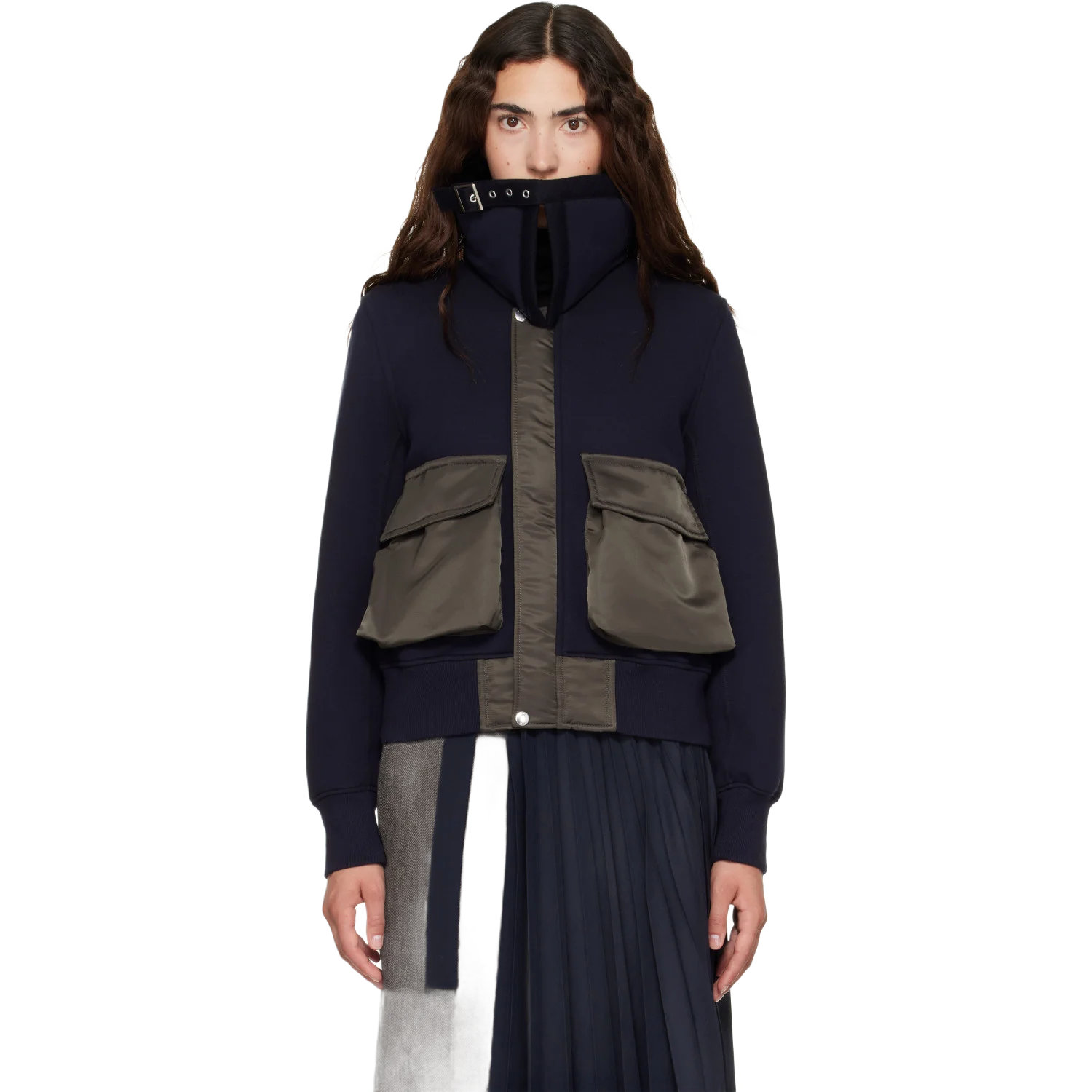 SACAI 네이비 스펀지 스웻 블루종 자켓