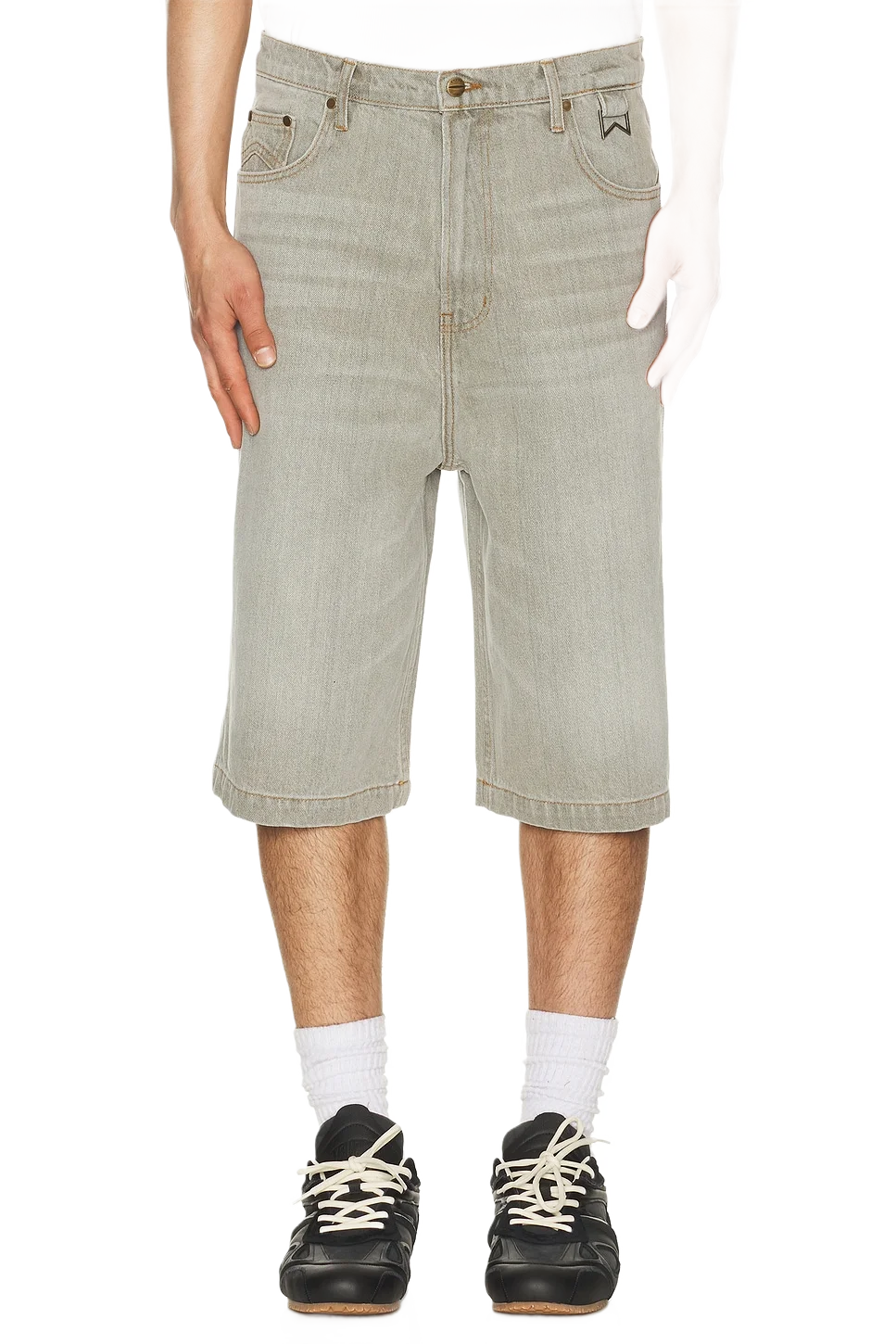 Rhude 배기 트랙세도 데님 반바지